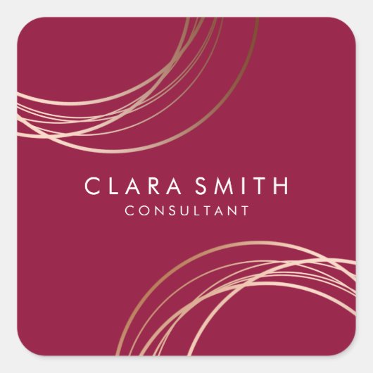 Elegant minimaal roos goud geometrische burgunst vierkante sticker (Voorkant)