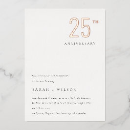 Elegant minimaal Roos Jubileum per jaar Folie Uitnodiging