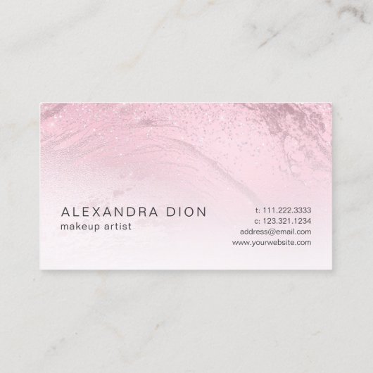 Elegant minimaal roze roze roze goud glitter marme visitekaartje (Achterkant)