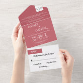 Elegant minimaal roze script modern huwelijk all in one uitnodiging (Afscheurbaar)