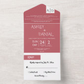 Elegant minimaal roze script modern huwelijk all in one uitnodiging (Binnen)