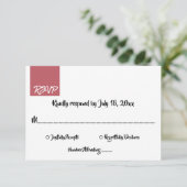 Elegant minimaal roze script modern huwelijk RSVP kaartje (Staand voorkant)