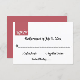 Elegant minimaal roze script modern huwelijk RSVP kaartje