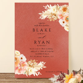 Elegant, minimaal, ruust, peach, blush crème Wedde Kaart