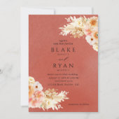 Elegant, minimaal, ruust, peach, blush crème Wedde Kaart (Voorkant)