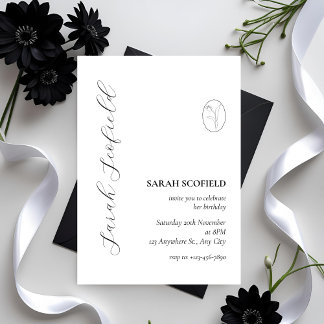 Elegant minimaal script 30ste verjaardag uitnodigi kaart