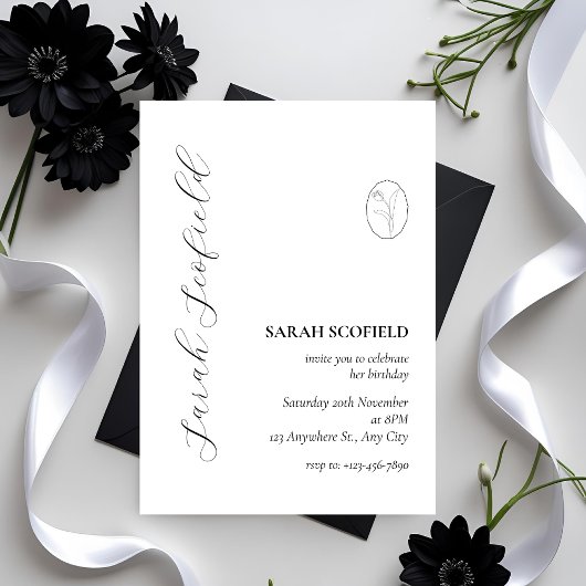 Elegant minimaal script 30ste verjaardag uitnodigi kaart