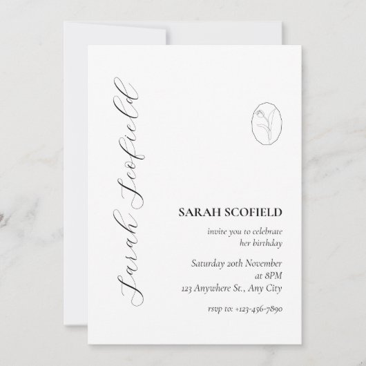 Elegant minimaal script 30ste verjaardag uitnodigi kaart (Voorkant)