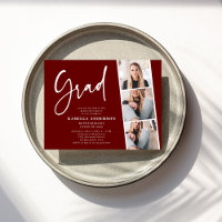 Elegant minimaal script 3 Photo Afstuderen Maroon