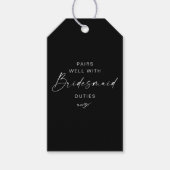 Elegant minimaal script bruidsmeisje voorstel zwar cadeaulabel (Voorkant)