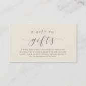 Elegant Minimaal script, Een notitie over geschenk Informatiekaartje (Voorkant)