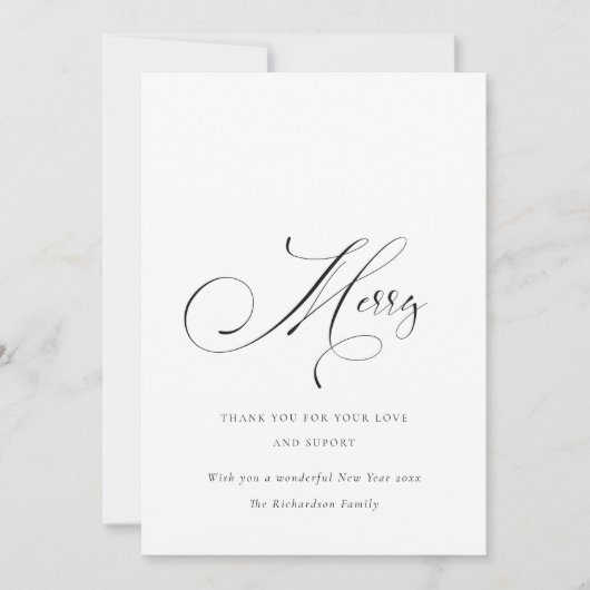 Elegant minimaal script Prettig kerstfeest Feestdagenkaart (Voorkant)