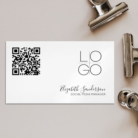 ELEGANT MINIMAAL SCRIPT QR CODE Business MAGNET Magnetisch Visitekaartje