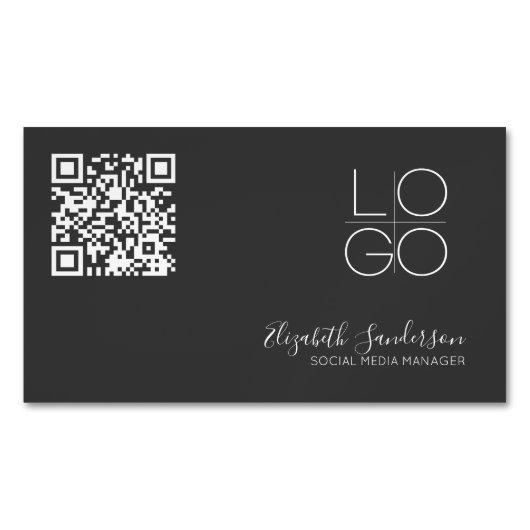 ELEGANT MINIMAAL SCRIPT QR CODE Business MAGNET Magnetisch Visitekaartje (Voorkant)