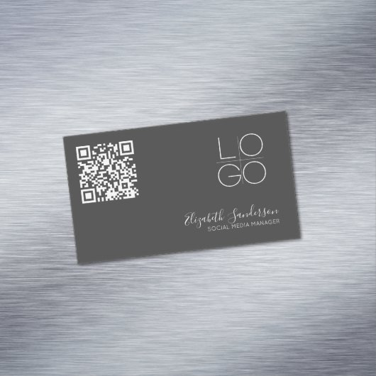 ELEGANT MINIMAAL SCRIPT QR CODE Business MAGNET Magnetisch Visitekaartje (Voorbeeld)
