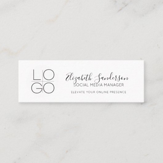 Elegant Minimaal Script Slim met QR CODE Mini Visitekaartje (Voorkant)