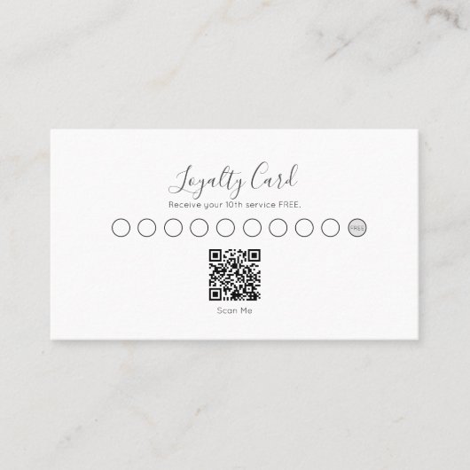 ELEGANT MINIMAAL SCRIPT UW QR CODE LOYALTY KAART VISITEKAARTJE (Voorkant)