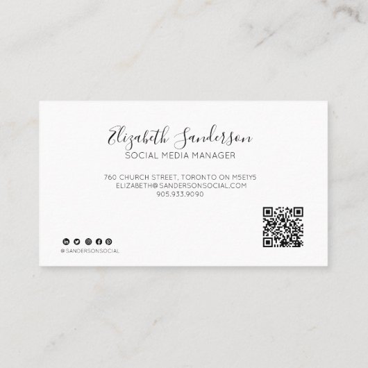 ELEGANT MINIMAAL SCRIPT UW QR-CODE-Visitekaartje Visitekaartje (Achterkant)