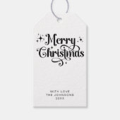 Elegant Minimaal Script Zwart Wit Vrolijk Kerstfee Cadeaulabel (Voorkant)