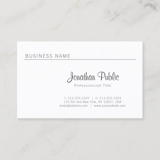 Elegant, minimaal, stijlvol, stijlvol, luxe visitekaartje (Voorkant)