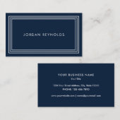 Elegant Minimaal Triple Lijst Navy Blue Visitekaartje (Voorkant / Achterkant)