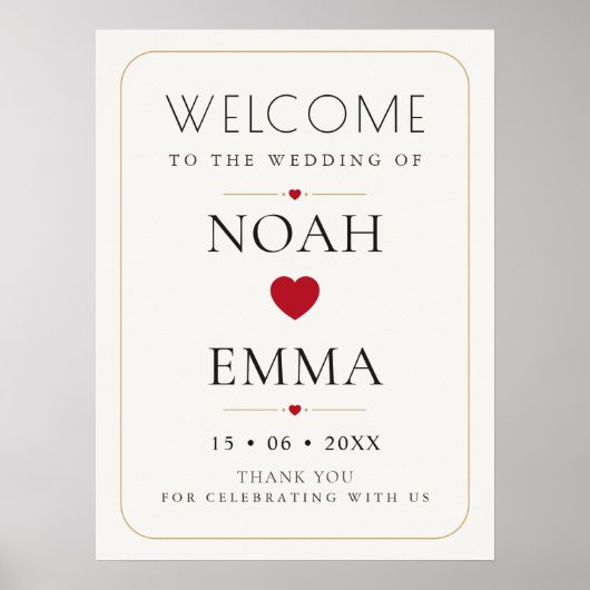 Elegant Minimaal Trouw Welkom Bord Poster (Voorkant)