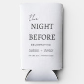 Elegant minimaal wit de nacht voor bruiloft seltzer blikjeskoeler (Voorkant)