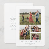 Elegant minimaal wit Lijst 4 Foto Feestdagenkaart (Voorkant / Achterkant)