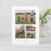 Elegant minimaal wit Lijst 4 Foto Feestdagenkaart (Staand voorkant)