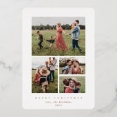 Elegant minimaal wit Lijst 4 Foto Folie Feestdagenkaart (Voorkant)