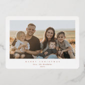 Elegant minimaal wit Lijst enkele foto Folie Feestdagenkaart (Voorkant)