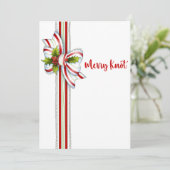 Elegant Minimaal Wit Rood Groen Lint Kerstmis Feestdagenkaart (Staand voorkant)