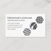 Elegant minimaal wit staalmetaal expert hexagonal visitekaartje (Achterkant)