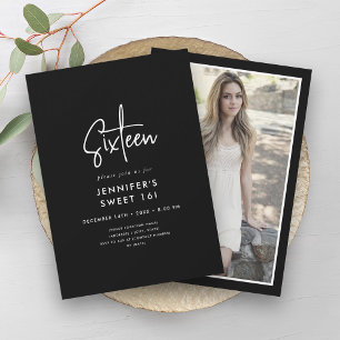 Elegant Minimaal Wit Zwart Foto Zoet 16 Kaart