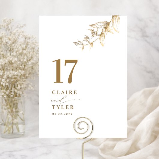 Elegant, Minimaal Witte en Gouden Tafelnummer