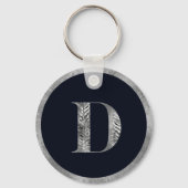 Elegant minimaal zilver en zwart, aangepast monogr sleutelhanger (Voorkant)