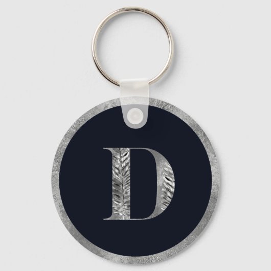 Elegant minimaal zilver en zwart, aangepast monogr sleutelhanger (Voorkant)