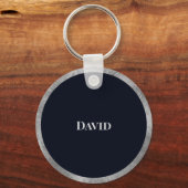 Elegant minimaal zilver en zwart, aangepast monogr sleutelhanger (Achterkant)