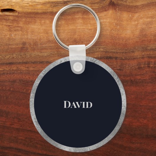 Elegant minimaal zilver en zwart, aangepast monogr sleutelhanger (Achterkant)