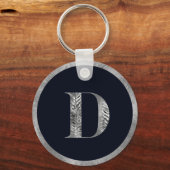 Elegant minimaal zilver en zwart, aangepast monogr sleutelhanger (Voorkant)