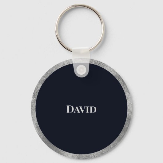 Elegant minimaal zilver en zwart, aangepast monogr sleutelhanger (Achterkant)