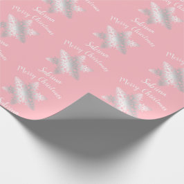 Elegant minimaal zilveren sneeuwvlokpatroon voor k cadeaupapier