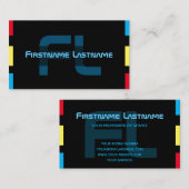 Elegant minimaal zwart blauw rood geel monogram visitekaartje (Voorkant / Achterkant)