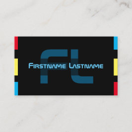 Elegant minimaal zwart blauw rood geel monogram visitekaartje