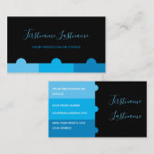 Elegant minimaal zwart en indigoblauw monogram visitekaartje (Voorkant / Achterkant)