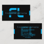 Elegant minimaal zwart en indigoblauw monogram visitekaartje (Voorkant / Achterkant)