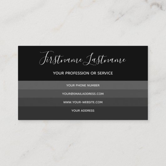 Elegant minimaal zwart-grijze strepen monogram b visitekaartje (Achterkant)