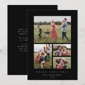 Elegant minimaal zwart Lijst 4 Foto Feestdagenkaart (Voorkant / Achterkant)