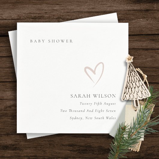 Elegant minimaal zwart-wit Baby shower met roze ha Servet