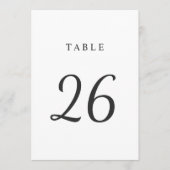 Elegant minimaal zwart wit bruiloft tafel nummer kaart (Voorkant)